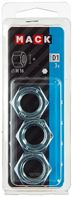 Mack 1017681 - zeskant moer staal verzinkt 3 st m 16 | 10 stuks