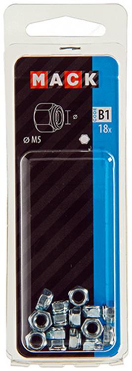 Mack 1017685 - zeskant borgmoer staal verzinkt 18 st m5 | 10 stuks