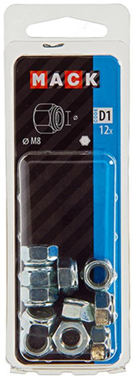 Mack 1017687 - zeskant borgmoer staal verzinkt 12 st m8 | 10 stuks