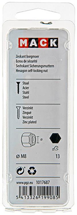 Mack 1017687 - zeskant borgmoer staal verzinkt 12 st m8 | 10 stuks