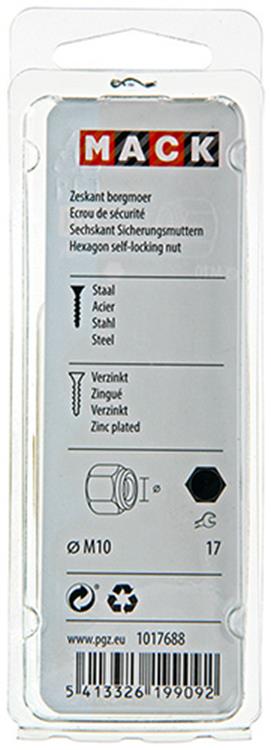 Mack 1017688 - zeskant borgmoer staal verzinkt 6 st m10 | 10 stuks