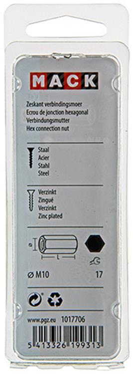 Mack 1017706 - zeskant verbindingsmoer verzinkt 2 st m10 | 5 stuks