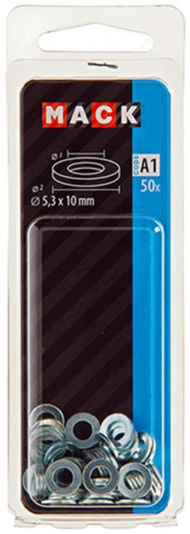 Mack 1017713 - sluitring staal verzinkt 50 st 5,3 x 10 mm | 10 stuks