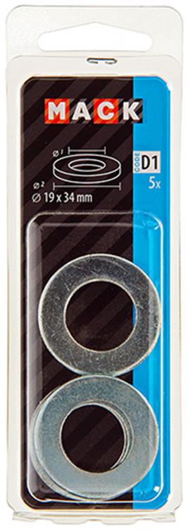 Mack 1017721 - sluitring staal verzinkt 5 st 19 x 34 mm | 10 stuks