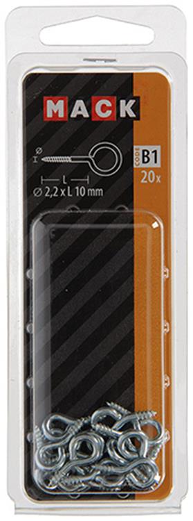Mack 1017768 - schroefoog staal verzinkt 20st 2,2 x 10 mm | 10 stuks