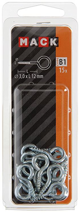 Mack 1017770 - schroefoog staal verzinkt 15st 3,0 x 12 mm | 10 stuks
