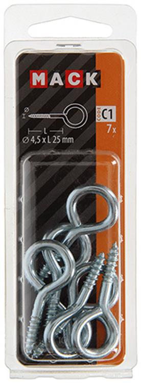 Mack 1017774 - schroefoog staal verzinkt 7 st 4,5 x 25 mm | 10 stuks