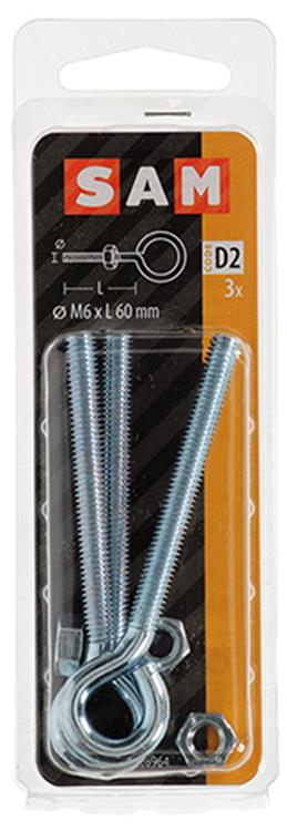 Mack 1017792 - schroefoog metrisch + moer verzinkt 3 st m6 x 60 mm | 10 stuks
