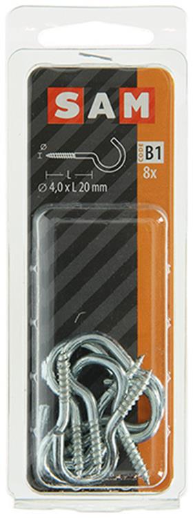 Mack 1017798 - schroefhaak staal verzinkt 8st 4,0 x 20 mm | 10 stuks