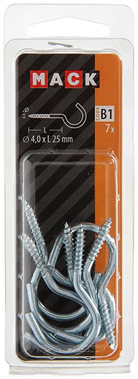 Mack 1017799 - schroefhaak staal verzinkt 7st 4,0 x 25 mm | 10 stuks