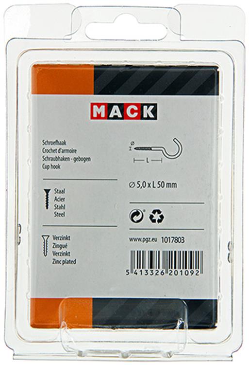 Mack 1017803 - schroefhaak staal verzinkt 4st 5,0 x 50 mm | 5 stuks