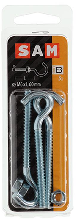 Mack 1017811 - schroefhaak metrisch + moer verzinkt 3st m6 x 60 mm | 10 stuks