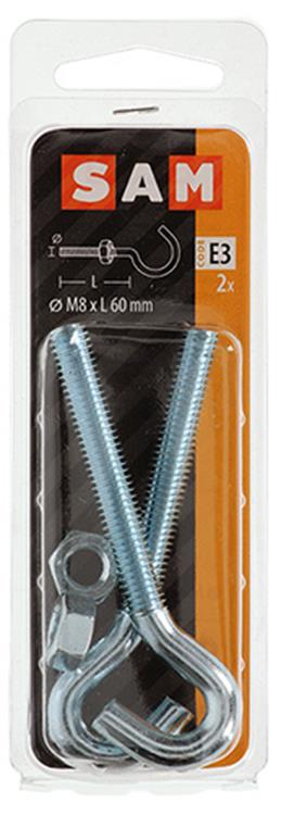 Mack 1017812 - schroefhaak metrisch + moer verzinkt 2st m8 x 60 mm | 10 stuks