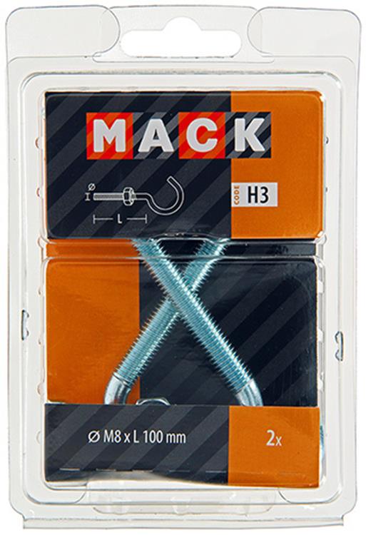 Mack 1017814 - schroefhaak metrisch + moer verzinkt 2st m8 x 100 mm | 5 stuks