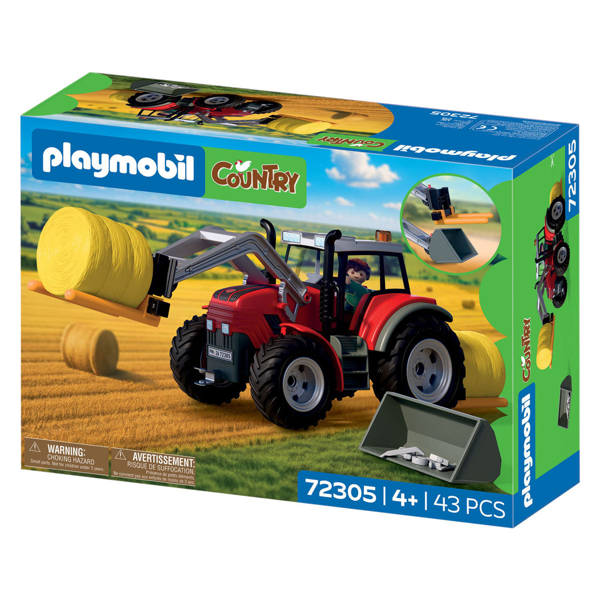 Playmobil country grote tractor met hooibalen - 72305