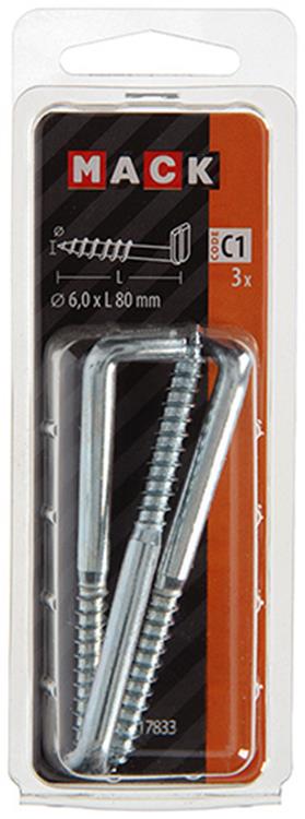 Mack 1017833 - schroefduim met gleuf staal verz. 3 st 6,0 x 80 mm | 10 stuks
