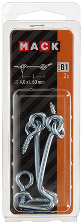 Mack 1017848 - windhaak staal verzinkt 2 st 4,0 x 60 mm | 10 stuks