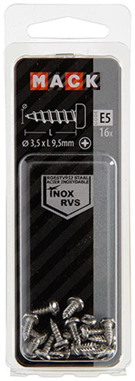 Mack 1019780 - zelftappende schroef cyl.kop a2 16 st 3,5 x 9,5 mm | 10 stuks