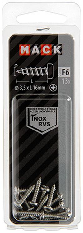 Mack 1019782 - zelftappende schroef cyl.kop a2 13 st 3,5 x 16 mm | 10 stuks