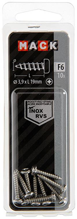 Mack 1019786 - zelftappende schroef cyl.kop a2 10 st 3,9 x 19 mm | 10 stuks