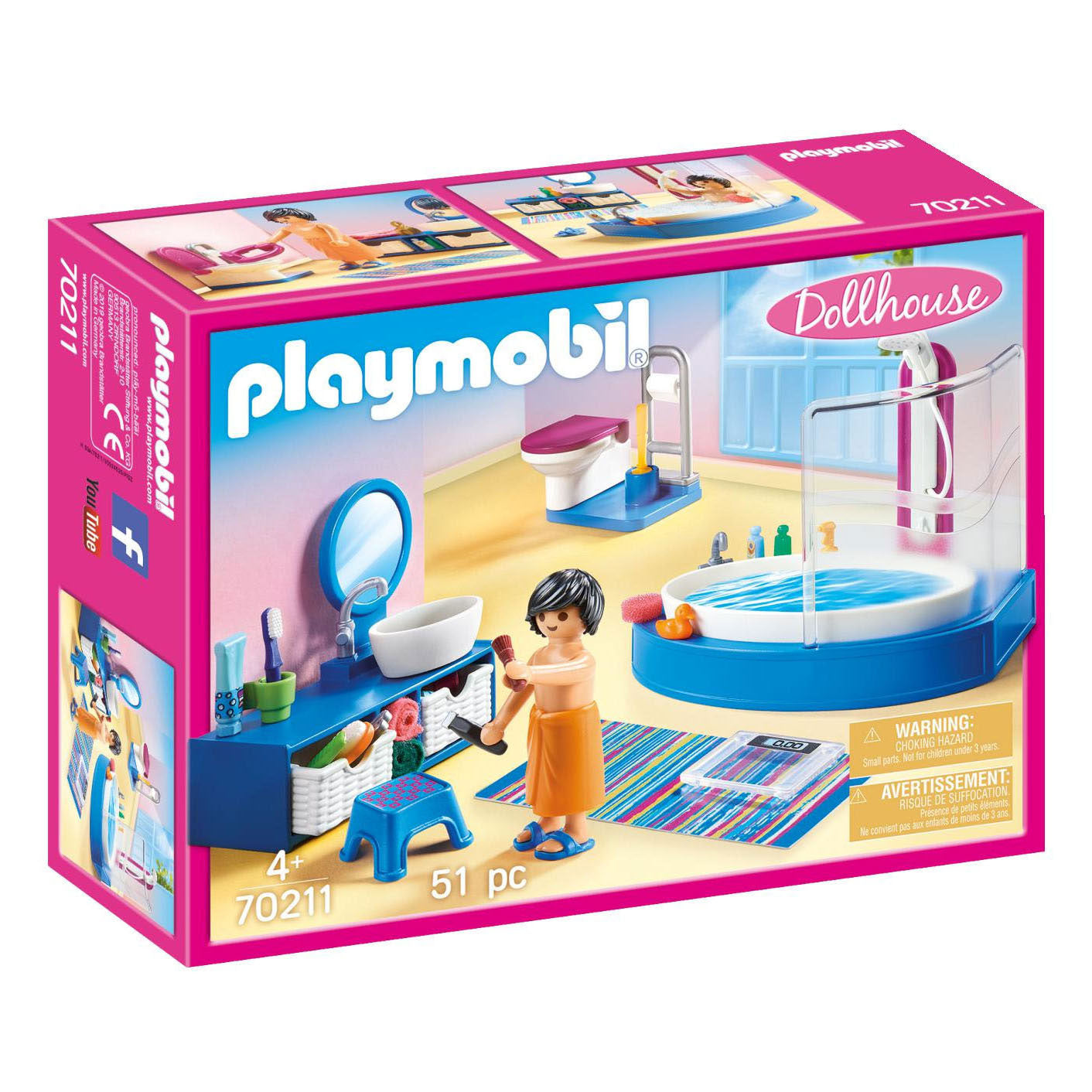 PLAYMOBIL Poppenhuis Badkamer met Ligbad 70211