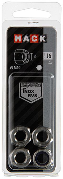 Mack 1019860 - zeskant borgmoer inox a2 4 st m 10 | 10 stuks