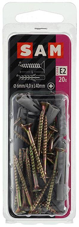 Mack 1017896 - plug + schroef polyethyleen 20 st 6 mm 4,0 x 40 mm | 5 stuks