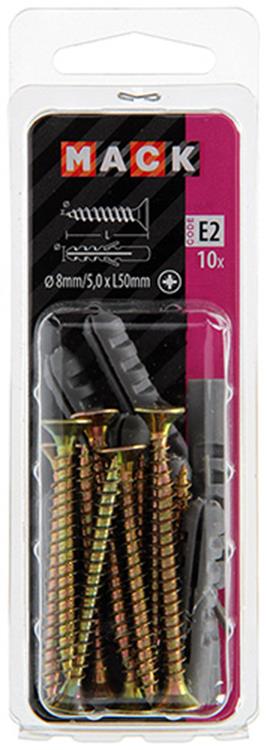 Mack 1017897 - plug + schroef polyethyleen 10 st 8 mm 5,0 x 50 mm | 5 stuks