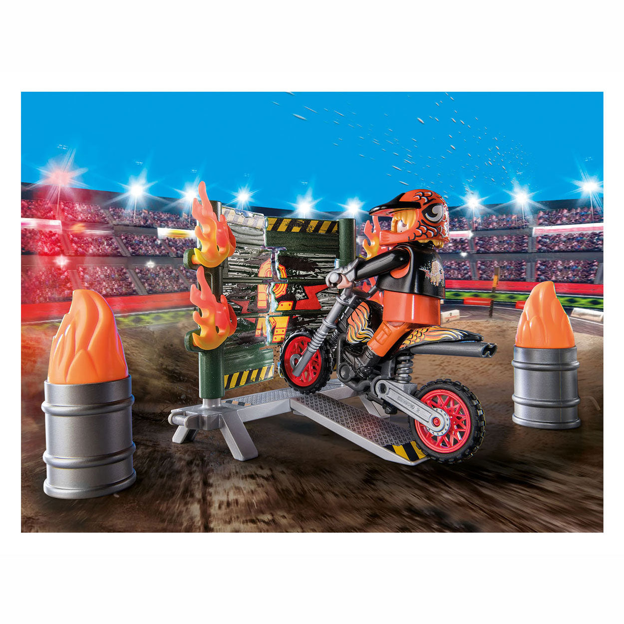 PLAYMOBIL Starterpack Stuntshow Motor met Vuurmuur 71256