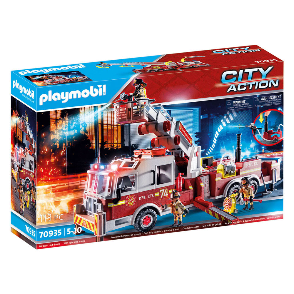 Playmobil Action Heroes Brandweerwagen: Amerikaanse torenladder - 70935