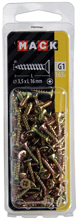 Mack 1017962 - spaanplaatschroef vz kop geelverz 165st 3,5 x 16 mm | 5 stuks
