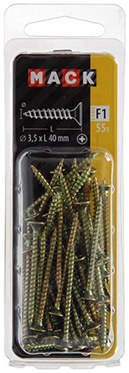 Mack 1017967 - spaanplaatschroef vz kop geelverz. 55st 3,5 x 40 mm | 5 stuks