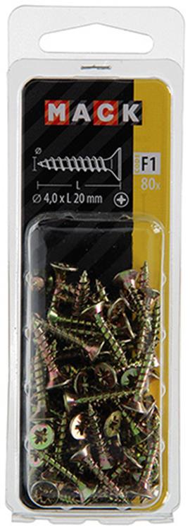Mack 1017969 - spaanplaatschroef vz kop geelverz. 80st 4,0 x 20 mm | 5 stuks