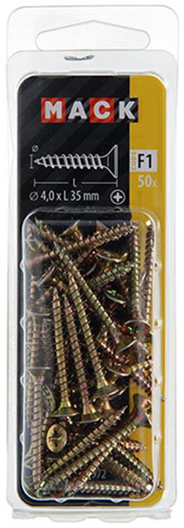 Mack 1017972 - spaanplaatschroef vz kop geelverz. 50st 4,0 x 35 mm | 5 stuks