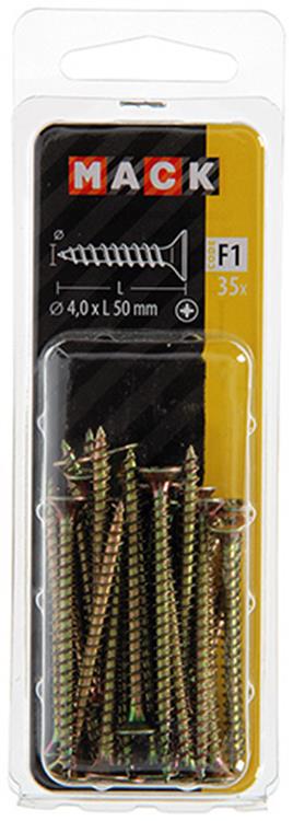 Mack 1017975 - spaanplaatschroef vz kop geelverz. 35st 4,0 x 50 mm | 5 stuks