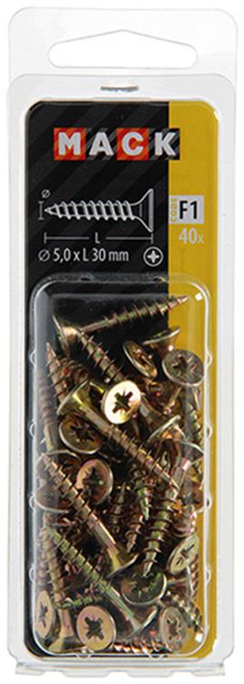 Mack 1017984 - spaanplaatschroef vz kop geelverz. 40st 5,0 x 30 mm | 5 stuks