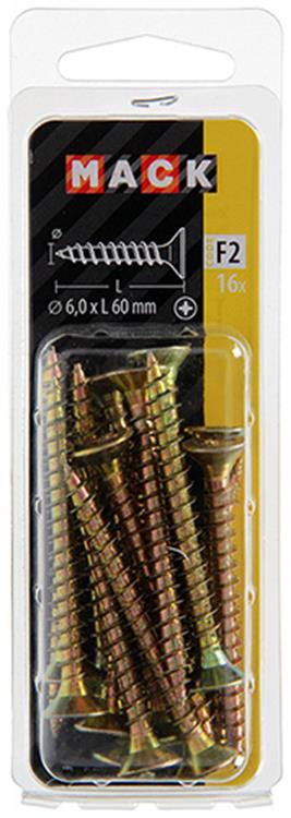 Mack 1017994 - spaanplaatschroef vz kop geelverz. 16st 6,0 x 60 mm | 5 stuks