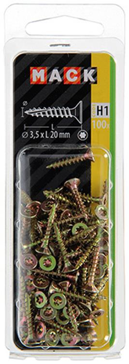 Mack 1018003 - spaanplschr.vzkop-zelfb. geelverz.100 st 3,5 x 20 mm | 5 stuks