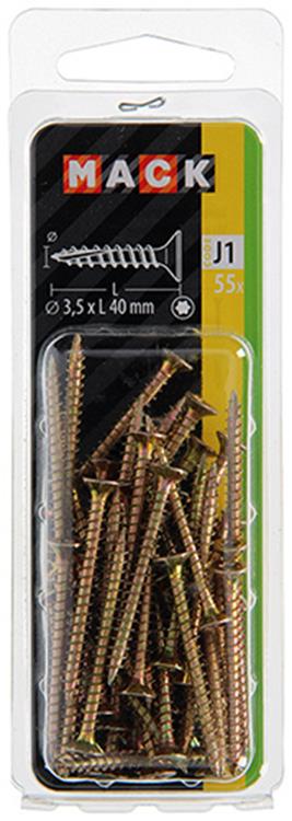 Mack 1018007 - spaanplschr.vzkop-zelfb. geelverz. 55 st 3,5 x 40 mm | 5 stuks