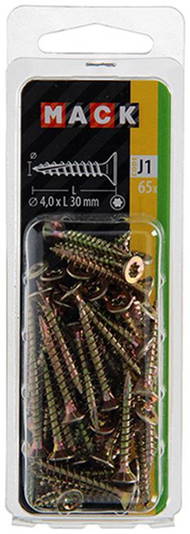 Mack 1018010 - spaanplschr.vzkop-zelfb. geelverz. 65 st 4,0 x 30 mm | 5 stuks