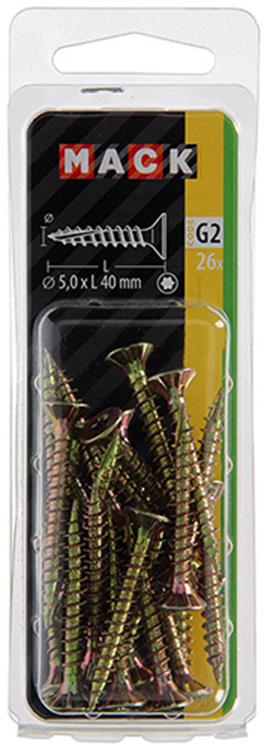 Mack 1018021 - spaanplschr.vzkop-zelfb. geelverz. 26 st 5,0 x 40 mm | 5 stuks