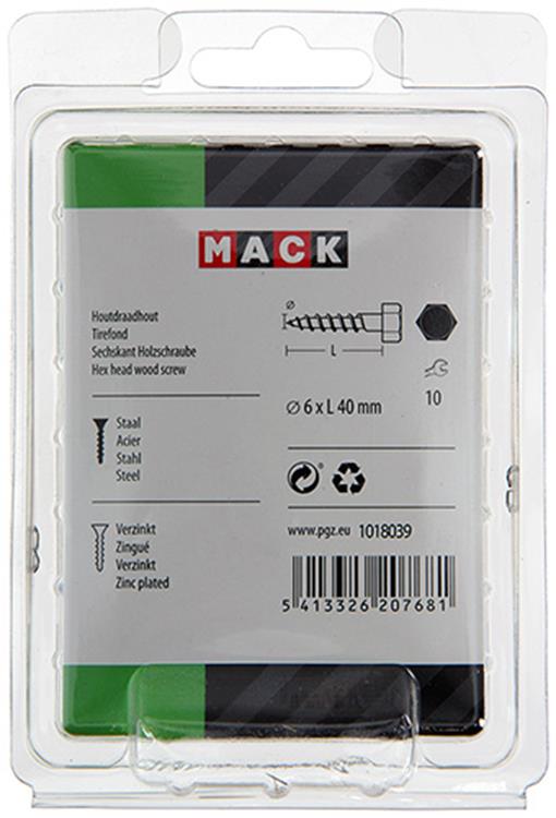 Mack 1018039 - houtdraadbout staal verzinkt 32 st 6 x 40 mm | 5 stuks