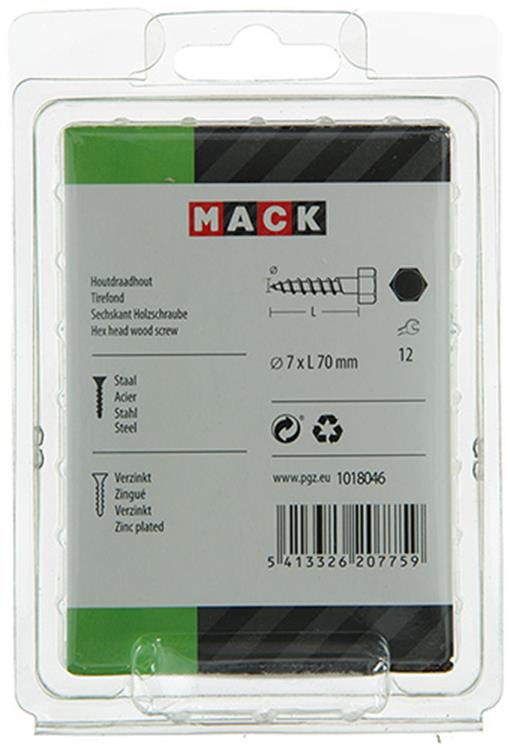 Mack 1018046 - houtdraadbout staal verzinkt 20 st 7 x 70 mm | 5 stuks