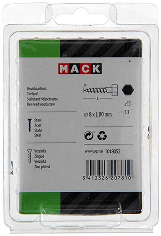 Mack 1018052 - houtdraadbout staal verzinkt 13 st 8 x 80 mm | 5 stuks