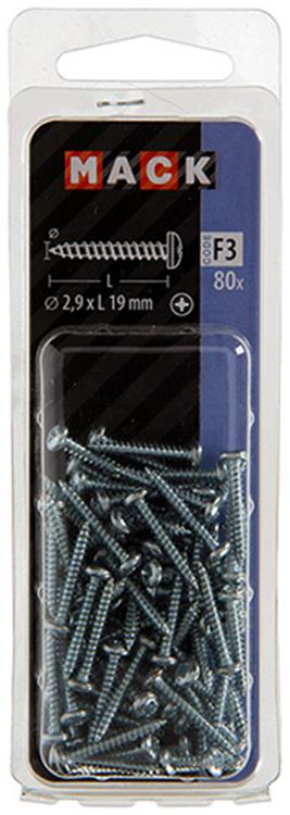 Mack 1018056 - zelftappende schroef cylkop verz. 80 st 2,9 x 19 mm | 10 stuks