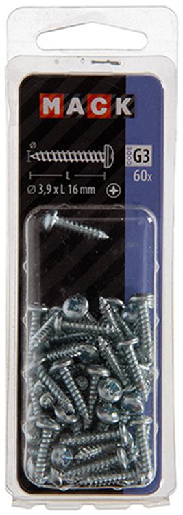 Mack 1018063 - zelftappende schroef cylkop verz. 60 st 3,9 x 16 mm | 5 stuks