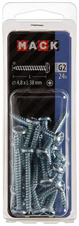 Mack 1018074 - zelftappende schroef cylkop verz. 24 st 4,8 x 38 mm | 5 stuks