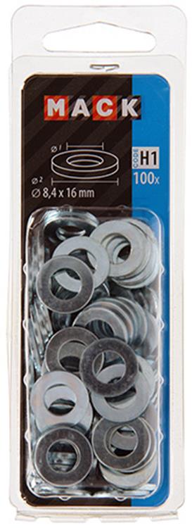 Mack 1018118 - sluitring staal verzinkt 100 st 8,4 x 16 mm | 5 stuks