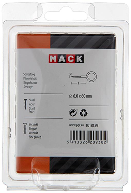 Mack 1018139 - schroefoog staal verzinkt 9 st 6,0 x 60 mm | 5 stuks