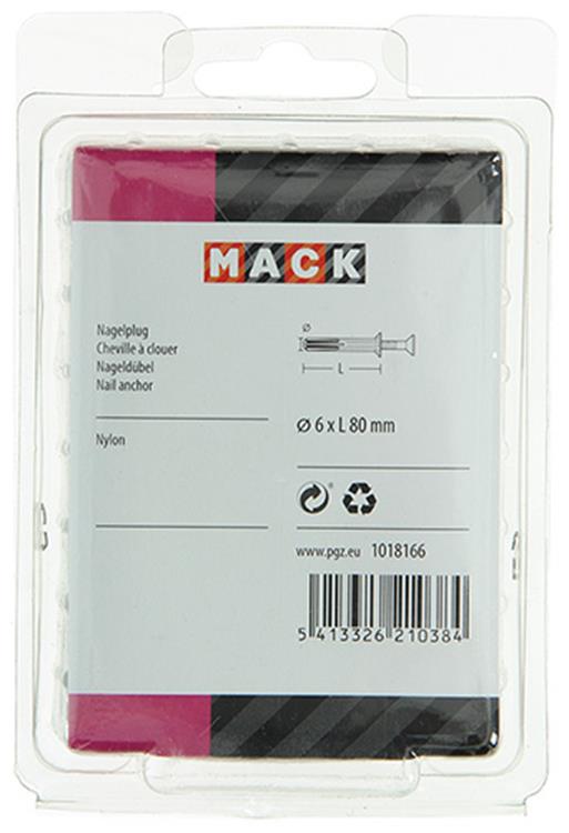 Mack 1018166 - nylon nagelplug polyamide 30 st 6 x 80 mm | 3 stuks
